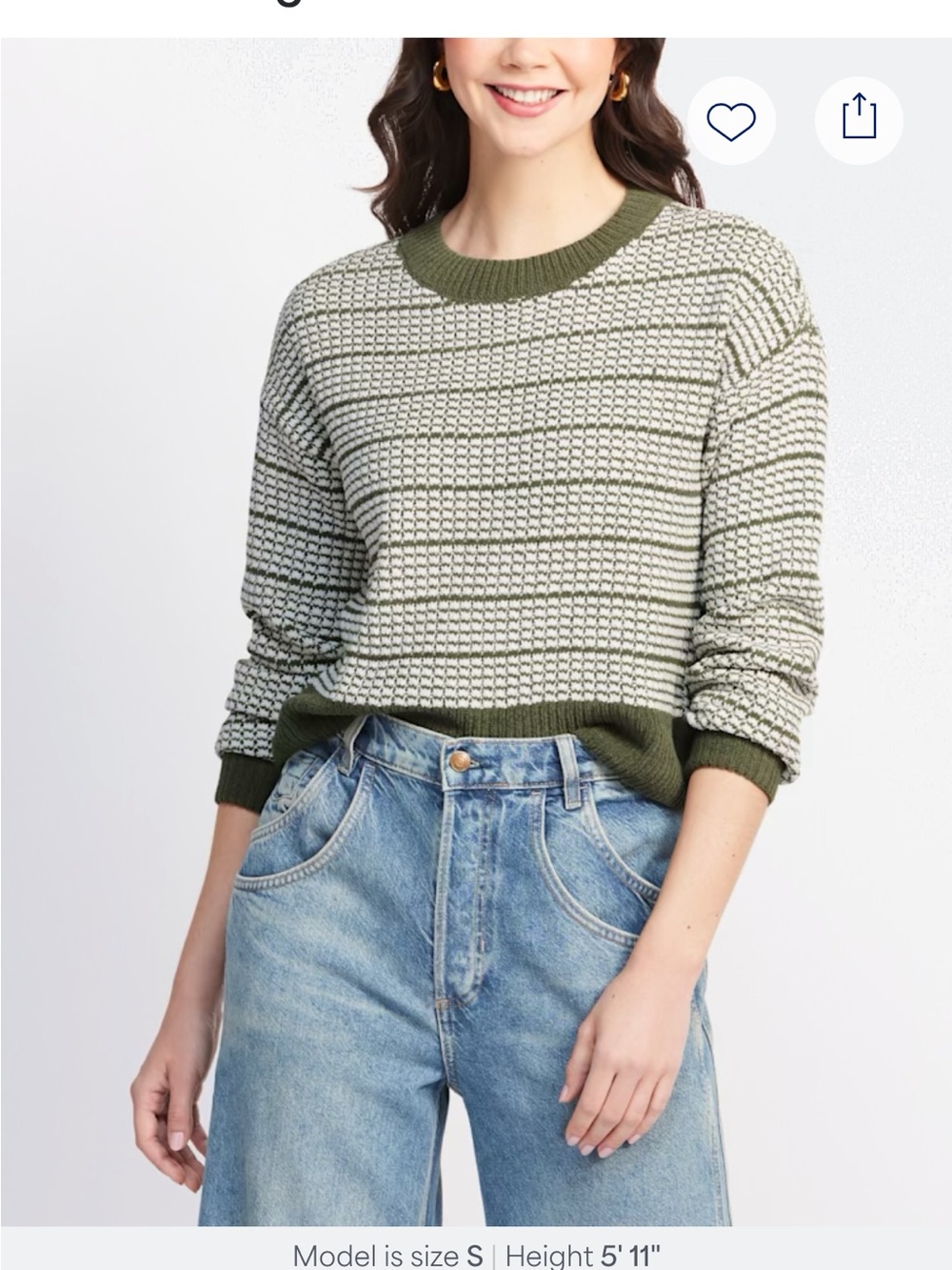love ellie Crop Textured Crewneck Sweater